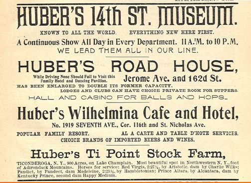 Huber's 14th Street Museum ad (showhistory)